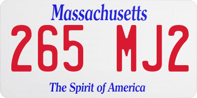 MA license plate 265MJ2