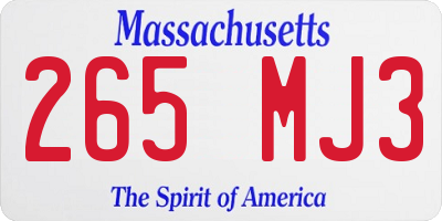 MA license plate 265MJ3