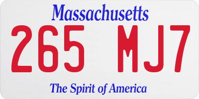MA license plate 265MJ7