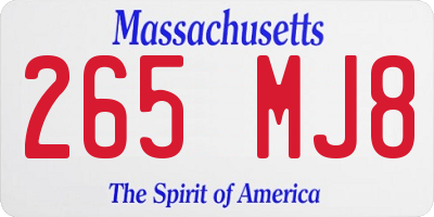 MA license plate 265MJ8