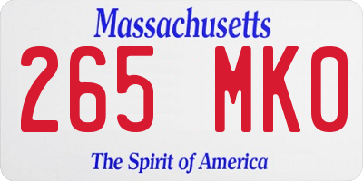 MA license plate 265MK0