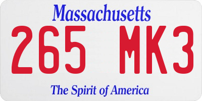 MA license plate 265MK3