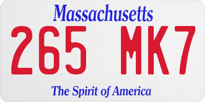 MA license plate 265MK7