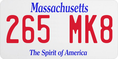 MA license plate 265MK8
