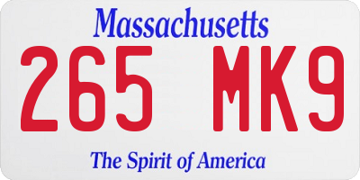 MA license plate 265MK9