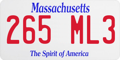 MA license plate 265ML3