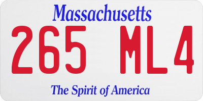 MA license plate 265ML4