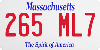 MA license plate 265ML7