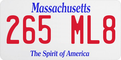 MA license plate 265ML8