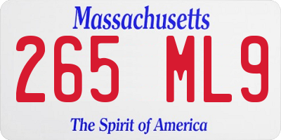 MA license plate 265ML9