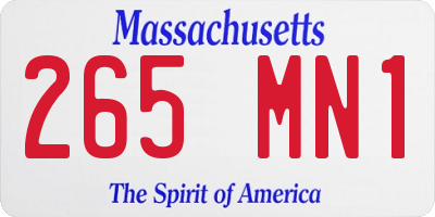 MA license plate 265MN1