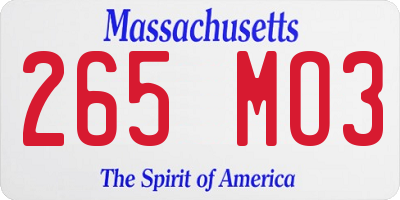 MA license plate 265MO3