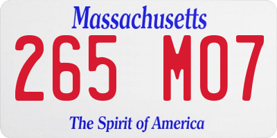 MA license plate 265MO7