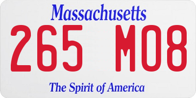 MA license plate 265MO8