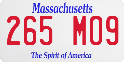 MA license plate 265MO9