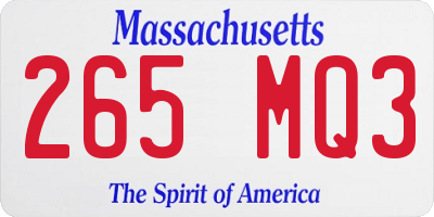MA license plate 265MQ3