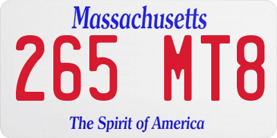 MA license plate 265MT8