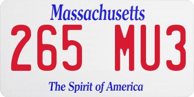 MA license plate 265MU3
