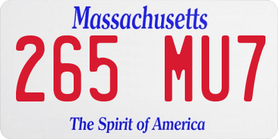 MA license plate 265MU7