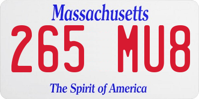 MA license plate 265MU8