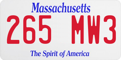 MA license plate 265MW3