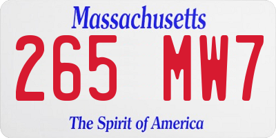 MA license plate 265MW7