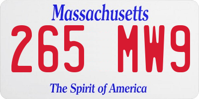 MA license plate 265MW9