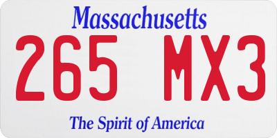 MA license plate 265MX3