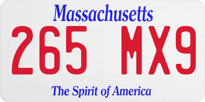 MA license plate 265MX9