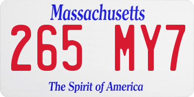 MA license plate 265MY7