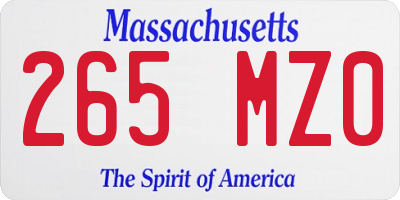 MA license plate 265MZ0