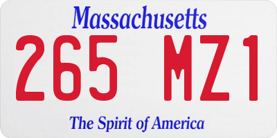 MA license plate 265MZ1