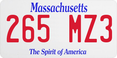 MA license plate 265MZ3
