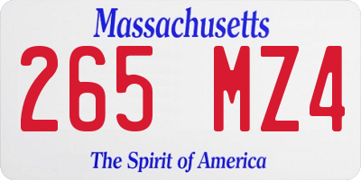 MA license plate 265MZ4