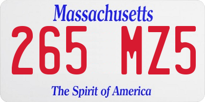 MA license plate 265MZ5