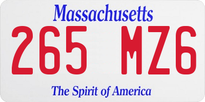 MA license plate 265MZ6