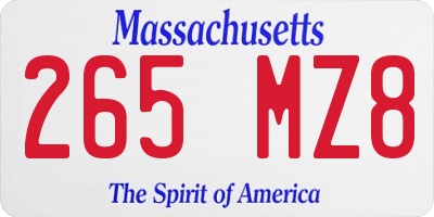 MA license plate 265MZ8