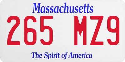 MA license plate 265MZ9