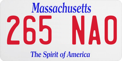 MA license plate 265NA0