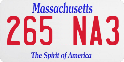 MA license plate 265NA3