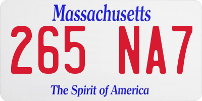 MA license plate 265NA7