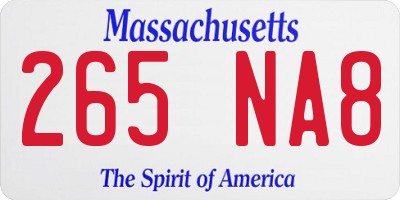 MA license plate 265NA8