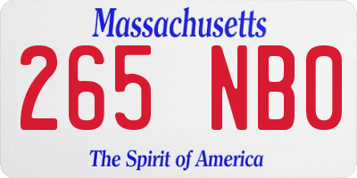 MA license plate 265NB0