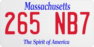 MA license plate 265NB7