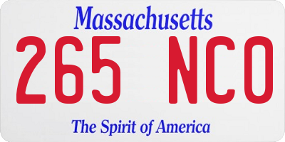 MA license plate 265NC0