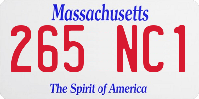 MA license plate 265NC1