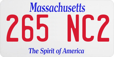 MA license plate 265NC2