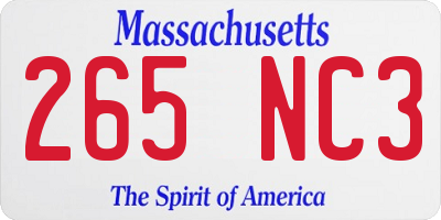 MA license plate 265NC3