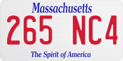 MA license plate 265NC4