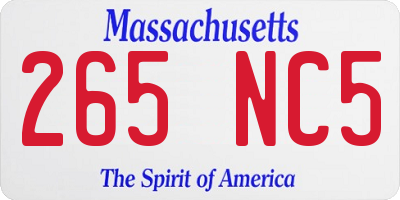 MA license plate 265NC5